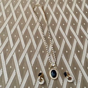 Necklace with clip earrings set